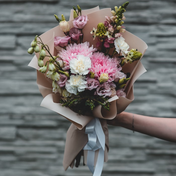 Garden Romance bouquet on a dining table
